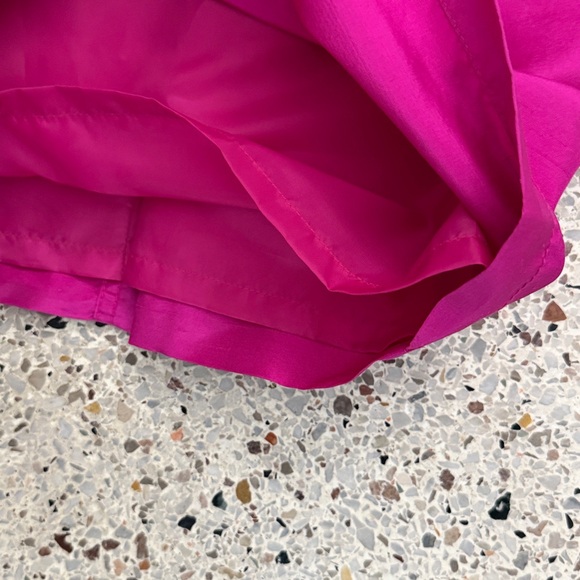New Talbots 100% silk taffeta hot pink fuchsia shirt dress gold button 8P petite - Picture 5 of 7